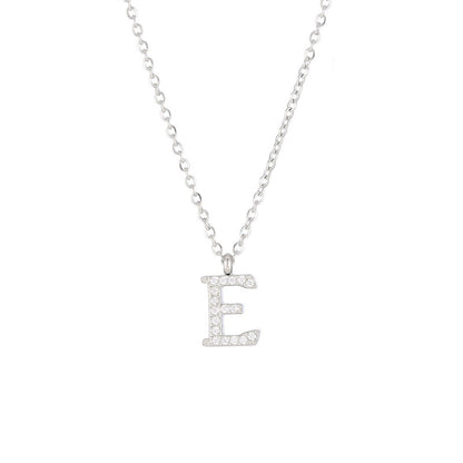 Simple Style Letter Stainless Steel Plating Inlay Zircon White Gold Plated Gold Plated Pendant Necklace