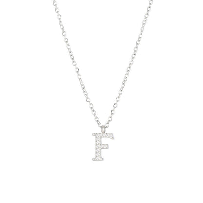 Simple Style Letter Stainless Steel Plating Inlay Zircon White Gold Plated Gold Plated Pendant Necklace