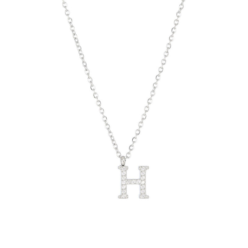 Simple Style Letter Stainless Steel Plating Inlay Zircon White Gold Plated Gold Plated Pendant Necklace