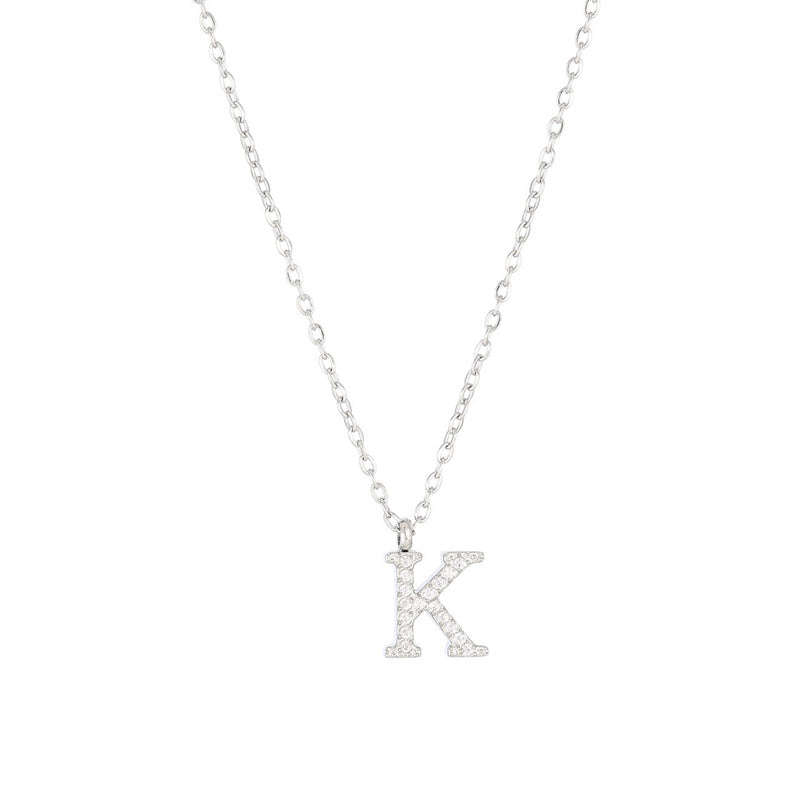 Simple Style Letter Stainless Steel Plating Inlay Zircon White Gold Plated Gold Plated Pendant Necklace