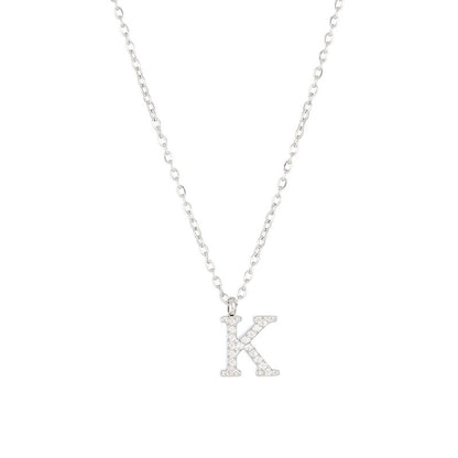 Simple Style Letter Stainless Steel Plating Inlay Zircon White Gold Plated Gold Plated Pendant Necklace