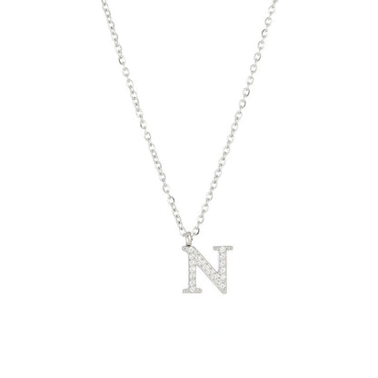 Simple Style Letter Stainless Steel Plating Inlay Zircon White Gold Plated Gold Plated Pendant Necklace