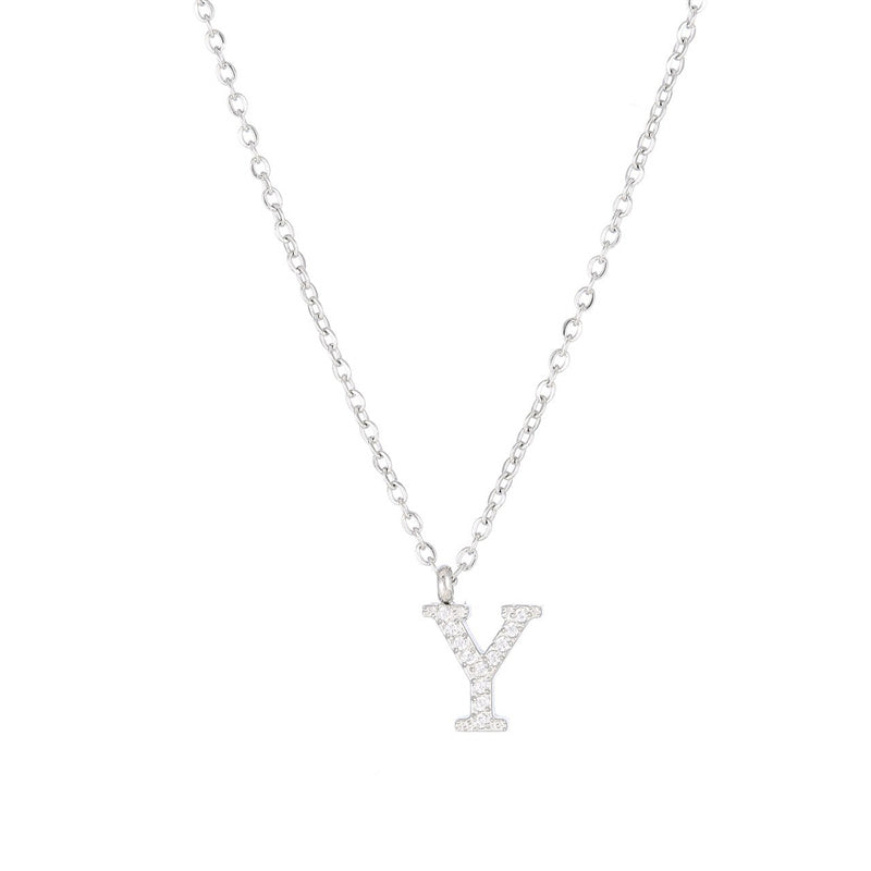 Simple Style Letter Stainless Steel Plating Inlay Zircon White Gold Plated Gold Plated Pendant Necklace