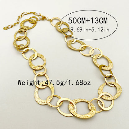 Roman Style Streetwear Oval Heart Shape Stainless Steel Patchwork Plating Gold Plated Necklace