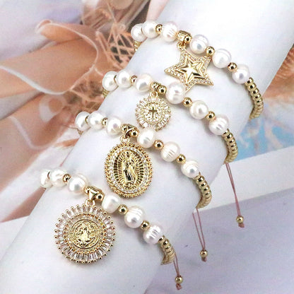 Vintage Style Star Copper Plating Inlay Zircon Bracelets