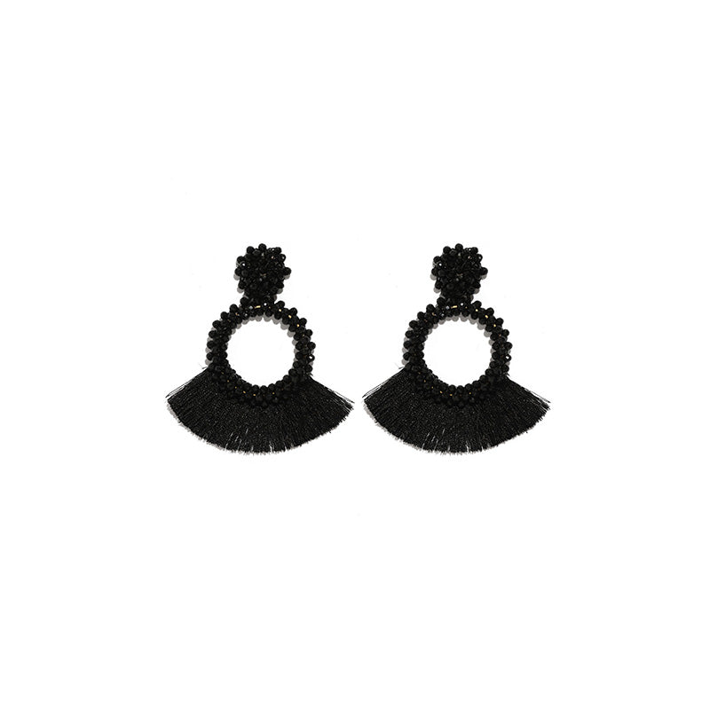 1 Pair Bohemian Tassel Hollow Out Plastic Resin Drop Earrings