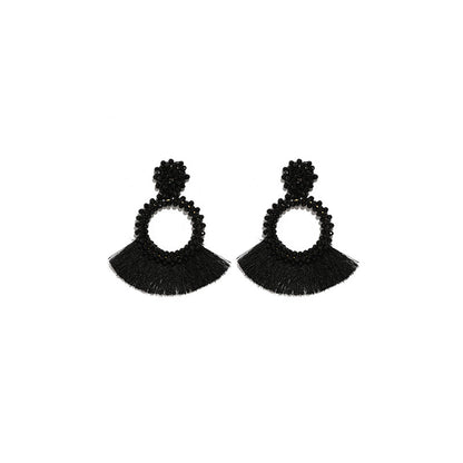 1 Pair Bohemian Tassel Hollow Out Plastic Resin Drop Earrings