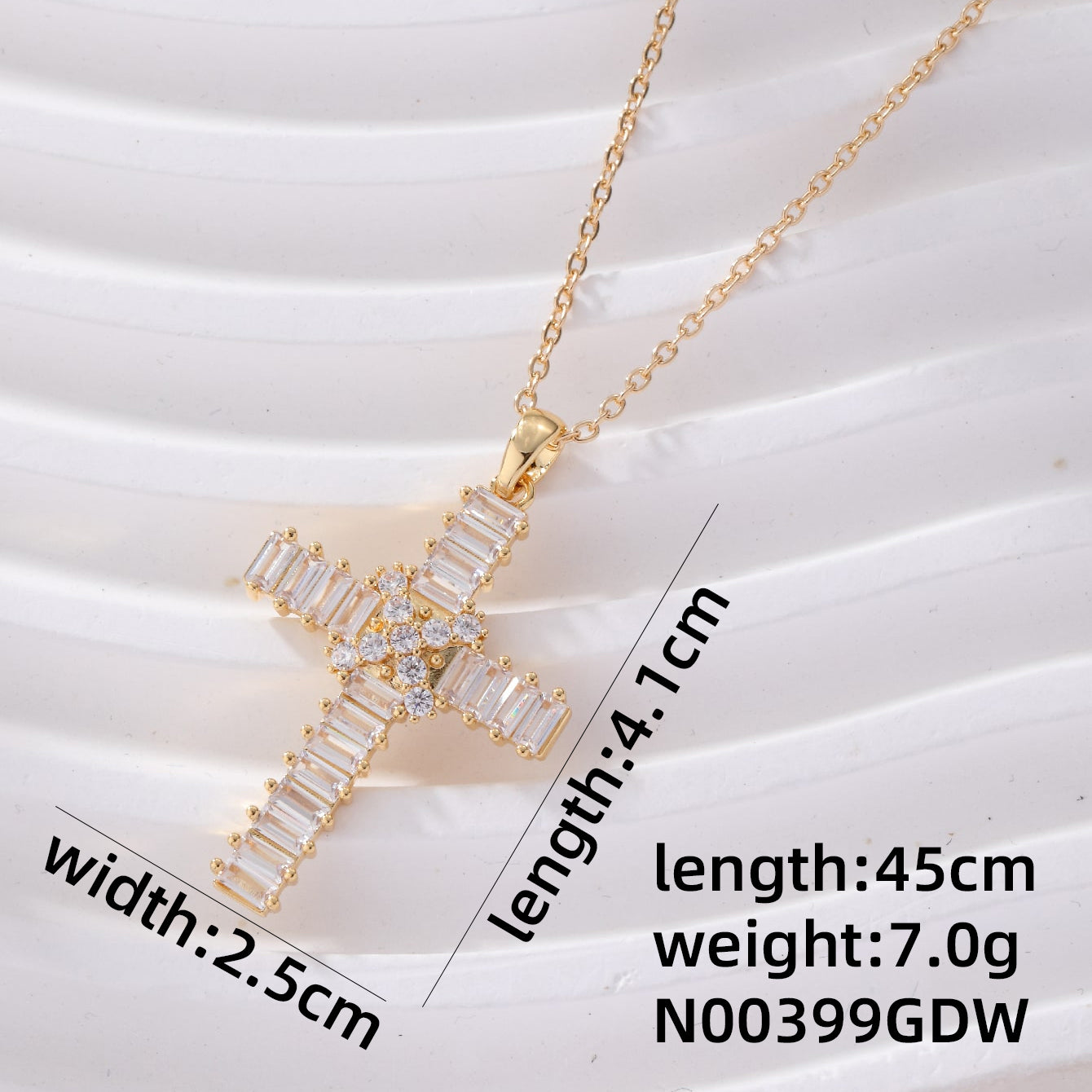 Hip-hop Luxurious Cool Style Cross Copper Zircon Pendant Necklace In Bulk