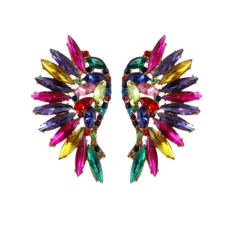 1 Pair Glam Luxurious Wings Inlay Alloy Rhinestones Ear Studs