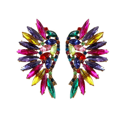 1 Pair Glam Luxurious Wings Inlay Alloy Rhinestones Ear Studs