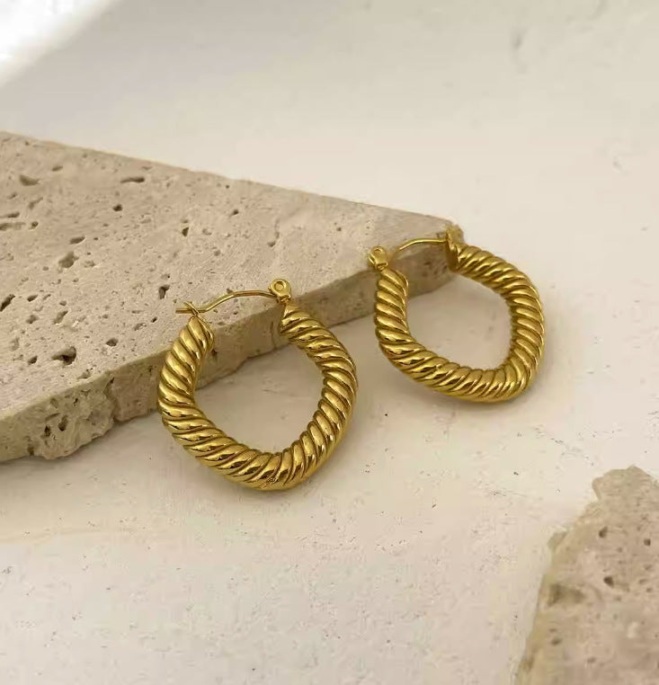 1 Pair Simple Style Classic Style C Shape Plating Titanium Steel 18k Gold Plated Earrings