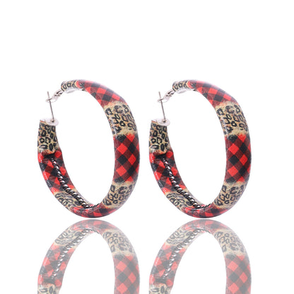 1 Pair Elegant Ethnic Style Lattice Pu Leather Earrings