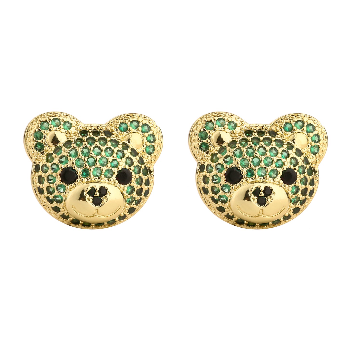 1 Pair Casual Bear Inlay Copper Zircon Ear Studs