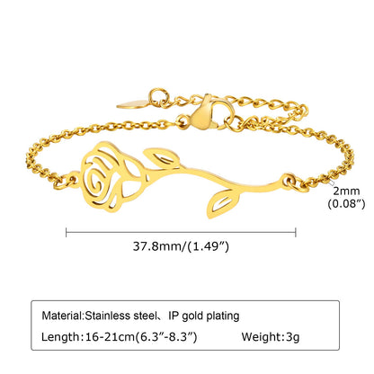 Elegant Modern Style Simple Style Flower Stainless Steel Gold Plated Bracelets In Bulk