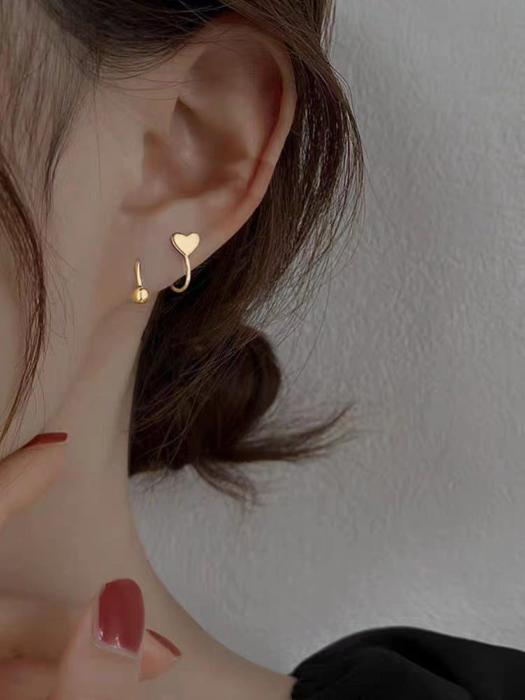 Fashion Pentagram Heart Shape Brass Ear Studs 1 Pair