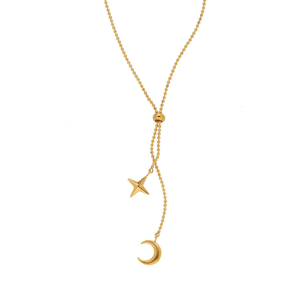 Simple Style Star Moon Titanium Steel Plating Pendant Necklace 1 Piece