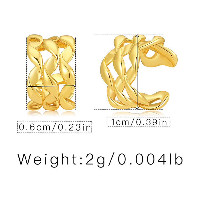 Retro Simple Style C Shape Copper Plating Inlay Zircon Ear Cuffs 1 Pair