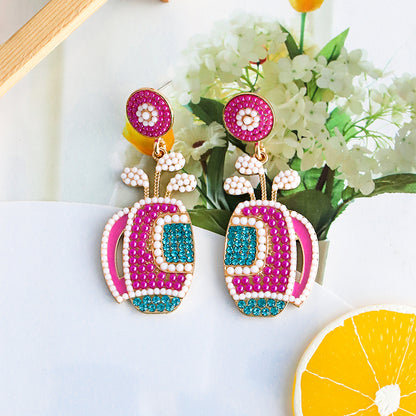 1 Pair Casual Color Block Inlay Alloy Resin Drop Earrings