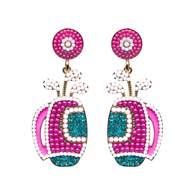 1 Pair Casual Color Block Inlay Alloy Resin Drop Earrings