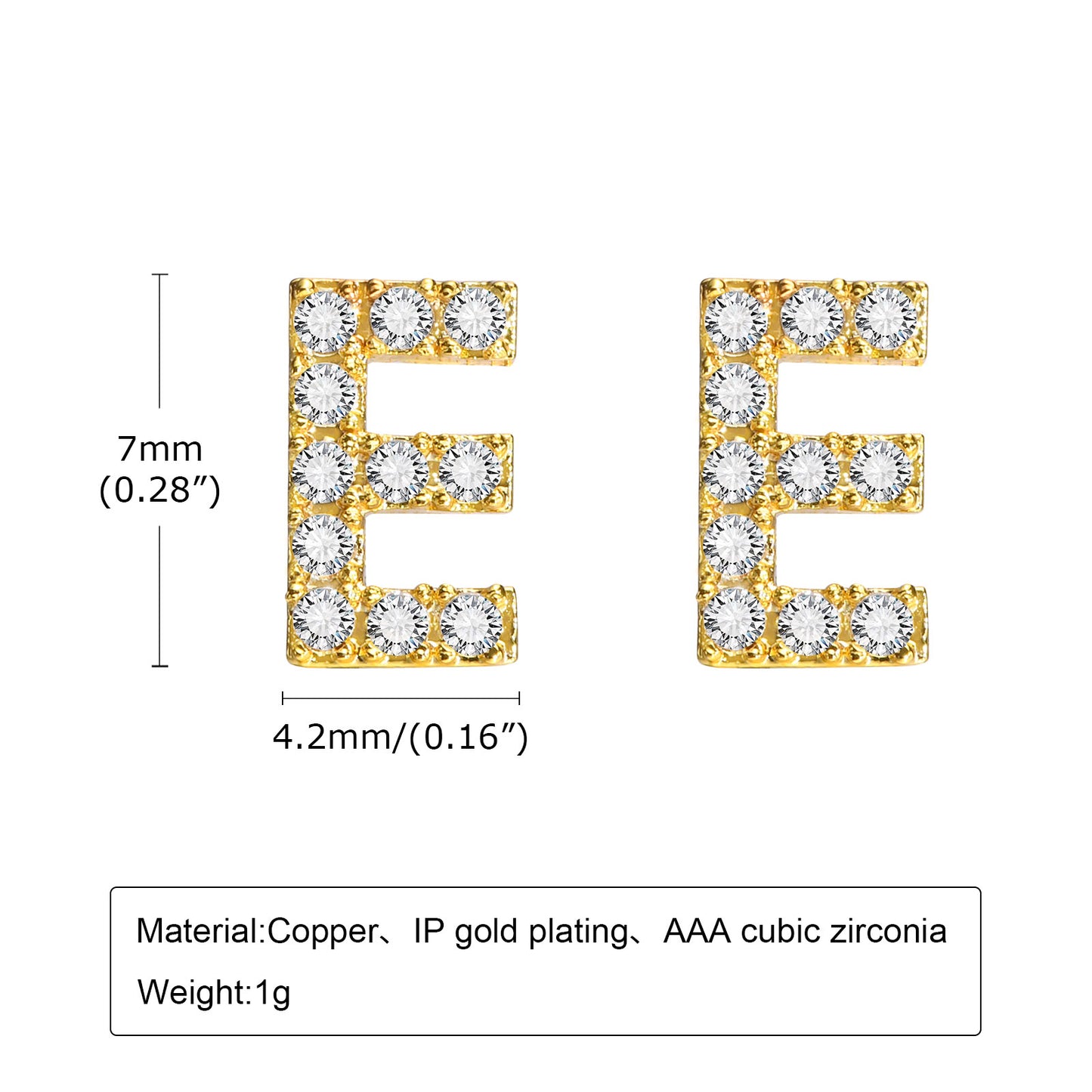 1 Pair Simple Style Letter Inlay Copper Zircon Gold Plated Ear Studs