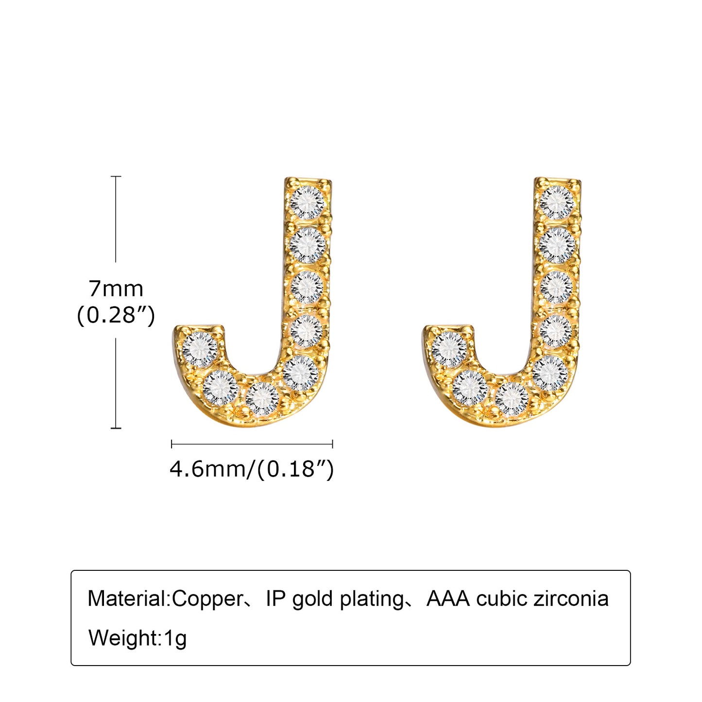 1 Pair Simple Style Letter Inlay Copper Zircon Gold Plated Ear Studs