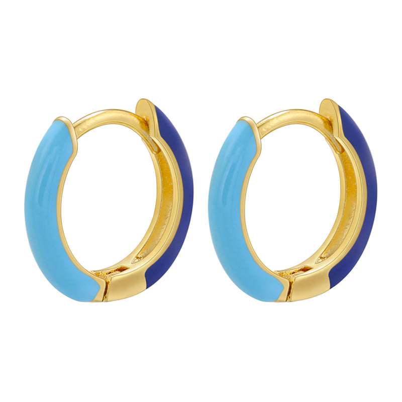 1 Pair Basic Simple Style Circle Round Enamel Plating Copper 18k Gold Plated Hoop Earrings