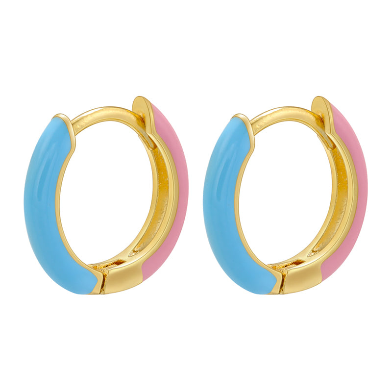 1 Pair Basic Simple Style Circle Round Enamel Plating Copper 18k Gold Plated Hoop Earrings