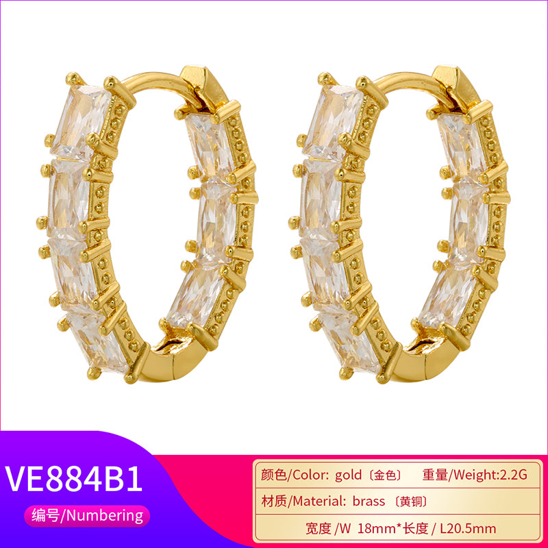 1 Pair Elegant Simple Style Commute V Shape Water Droplets Plating Inlay Copper Zircon 18k Gold Plated Earrings