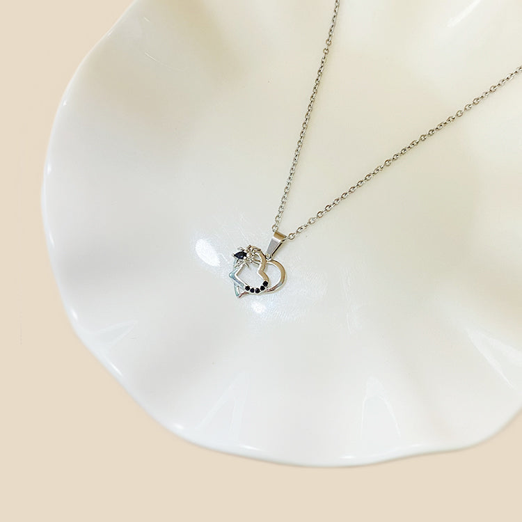 Casual Elegant Heart Shape Stainless Steel Plating Inlay Zircon White Gold Plated Gold Plated Pendant Necklace