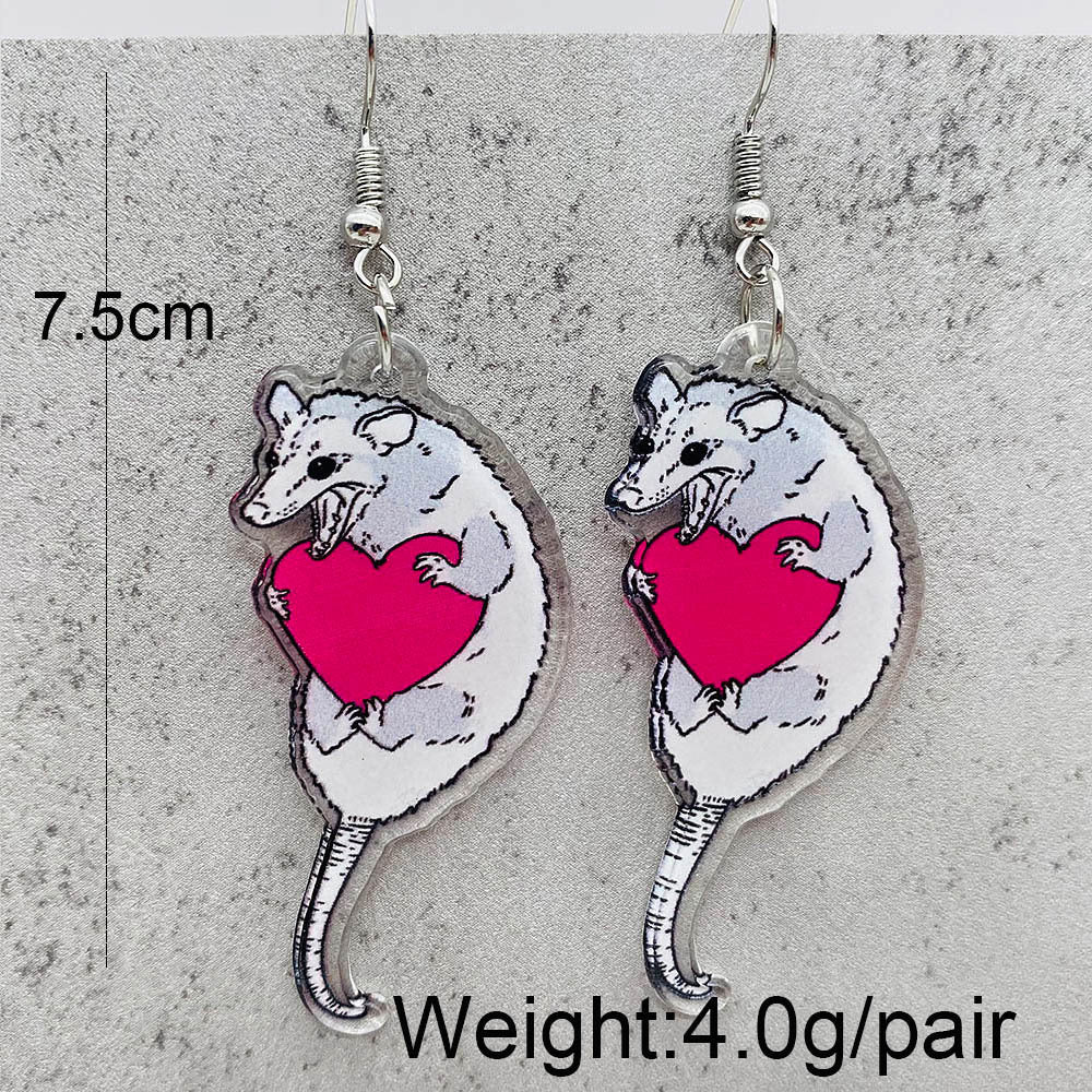 1 Pair Funny Animal Cartoon Character Arylic Drop Earrings