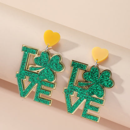 1 Pair Simple Style Heart Shape Printing Arylic Drop Earrings