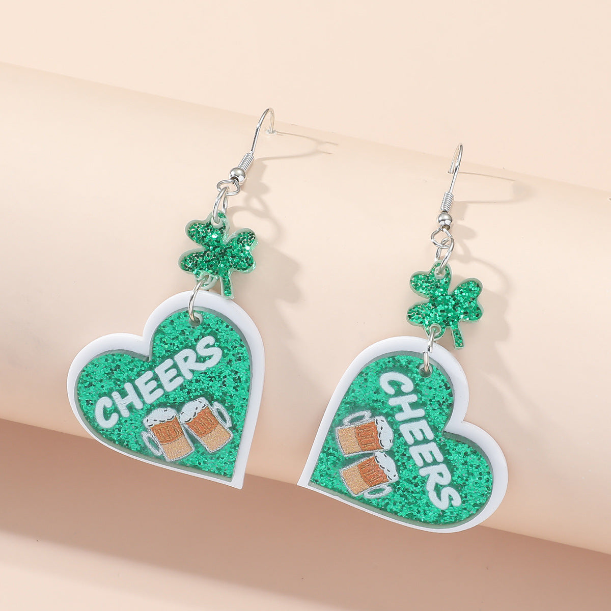 1 Pair Simple Style Heart Shape Printing Arylic Drop Earrings