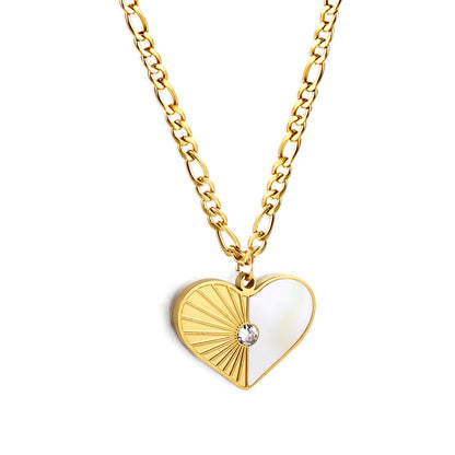 Simple Style Heart Shape Stainless Steel Titanium Steel Plating Gold Plated Pendant Necklace