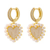 1 Pair Casual Elegant Sweet Bear Heart Shape Plating Inlay Copper Artificial Pearls Shell Zircon 18k Gold Plated Drop Earrings