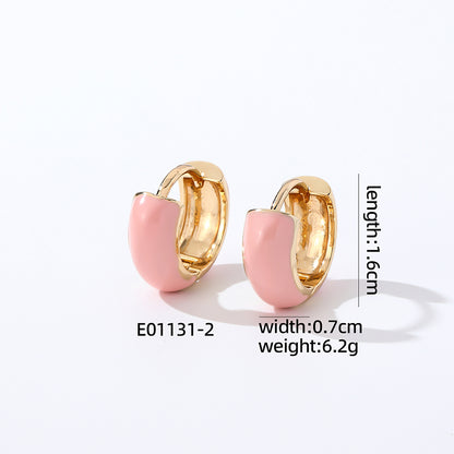 1 Pair Casual Sweet Simple Style Round Enamel Copper Hoop Earrings