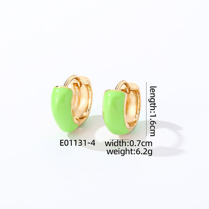 1 Pair Casual Sweet Simple Style Round Enamel Copper Hoop Earrings