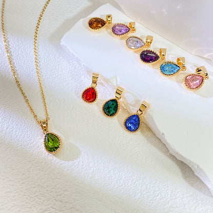 Cute Sweet Simple Style Water Droplets Alloy Plating Inlay Artificial Rhinestones Women's Pendant Necklace