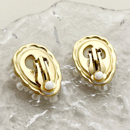 1 Pair Classical French Style Flower Plating Stainless Steel Gold Plated Ear Studs