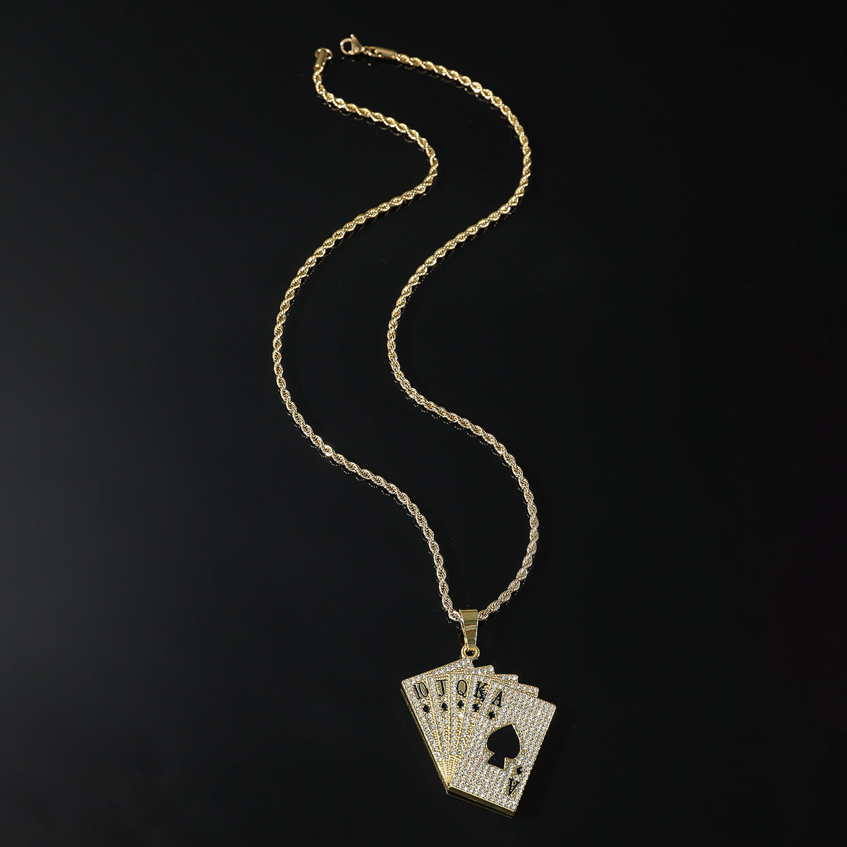 Hip-hop Poker Stainless Steel Alloy Inlay Rhinestones Men's Pendant Necklace