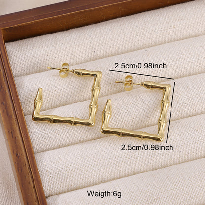 1 Pair Simple Style Solid Color Plating Stainless Steel 18k Gold Plated Earrings