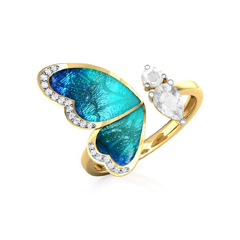 Simple Style Butterfly Alloy Plating Inlay Rhinestones Gold Plated Women's Open Rings