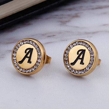 Wholesale Sweet Letter Stainless Steel Plating 18k Gold Plated Earrings Necklace