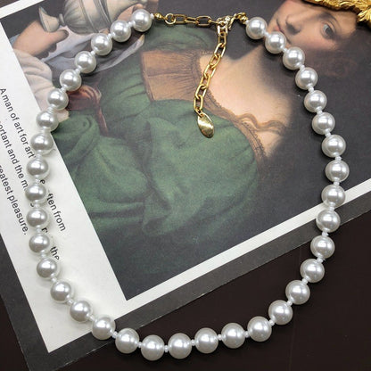 Wholesale Jewelry Retro Solid Color Imitation Pearl Alloy Plating Earrings Necklace