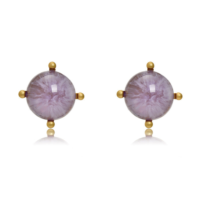 1 Pair Classic Style Round Plating Alloy Glass 18k Gold Plated Ear Studs