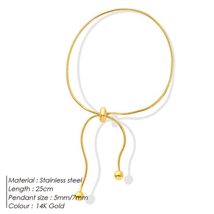 Simple Style Solid Color Stainless Steel 14k Gold Plated Bracelets In Bulk