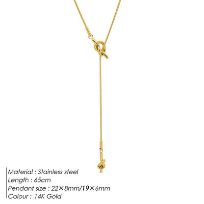 Lady Solid Color Stainless Steel Plating 14k Gold Plated Long Necklace