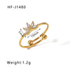 Ig Style Flower Stainless Steel Plating Inlay Zircon 18k Gold Plated Open Rings