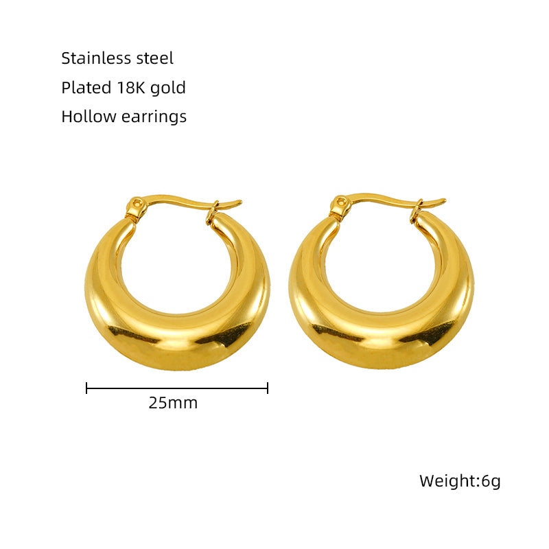 1 Pair Retro Solid Color Plating Stainless Steel 18k Gold Plated Earrings