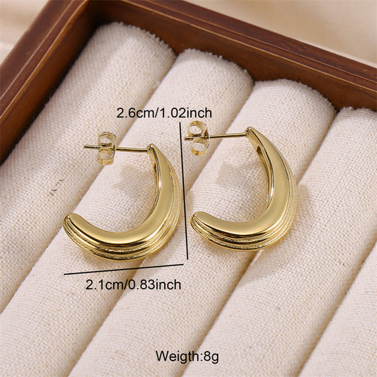 1 Piece Simple Style Classic Style Moon Plating Stainless Steel 18k Gold Plated Ear Studs