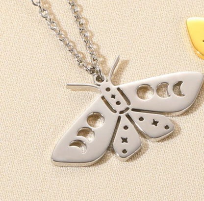 Simple Style Devil's Eye Heart Shape Butterfly Stainless Steel Plating Hollow Out Pendant Necklace